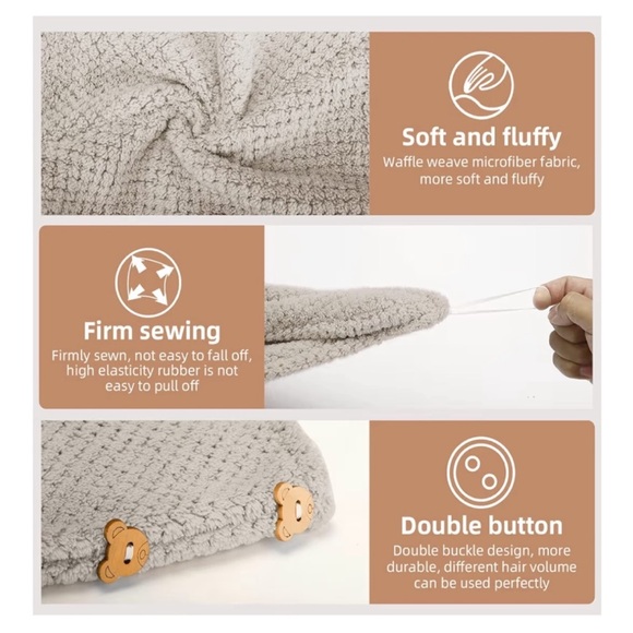 2 Microfiber Hair Towel Wraps - Picture 3 of 7